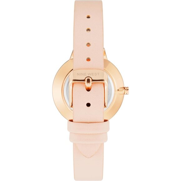 Women\'s Floral Pink/Gold Crystal Lens Faux Smooth Strap Buckle Closure Watch main image 4